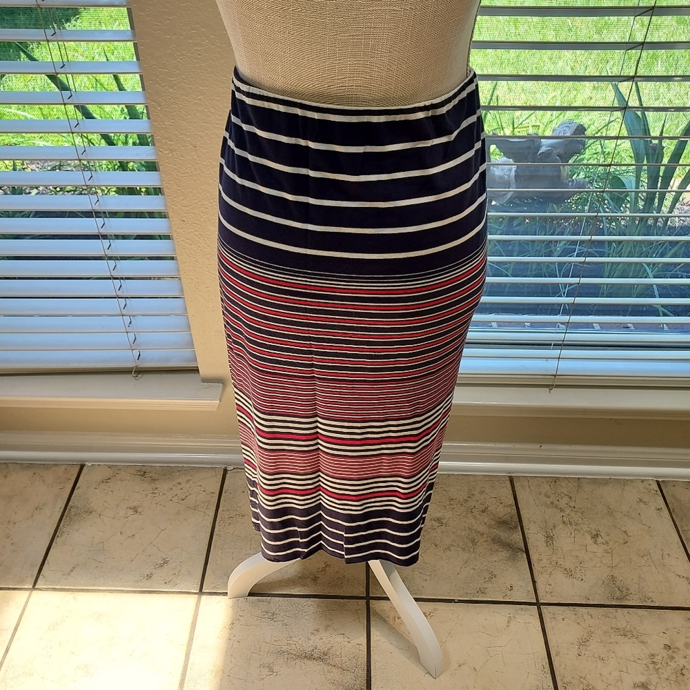 CATO WRAP AROUND STYLE RED, WHITE & BLUE STRIPS, ELACTIC WAIST PULL UP SHIRT - Picture 4 of 4